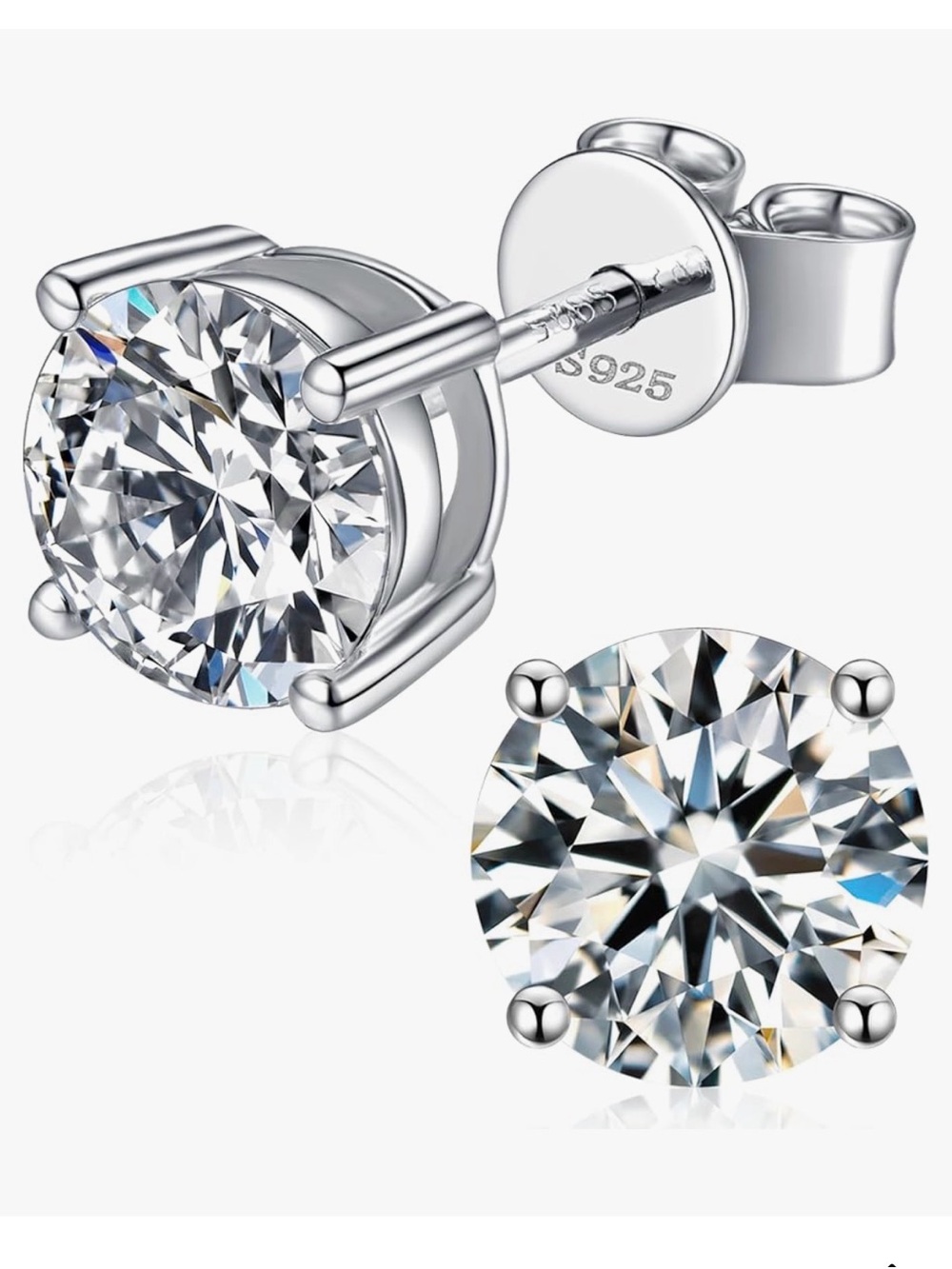 Moissanite Stud Earrings for Women, 925 Sterling Silver Earrings for Men